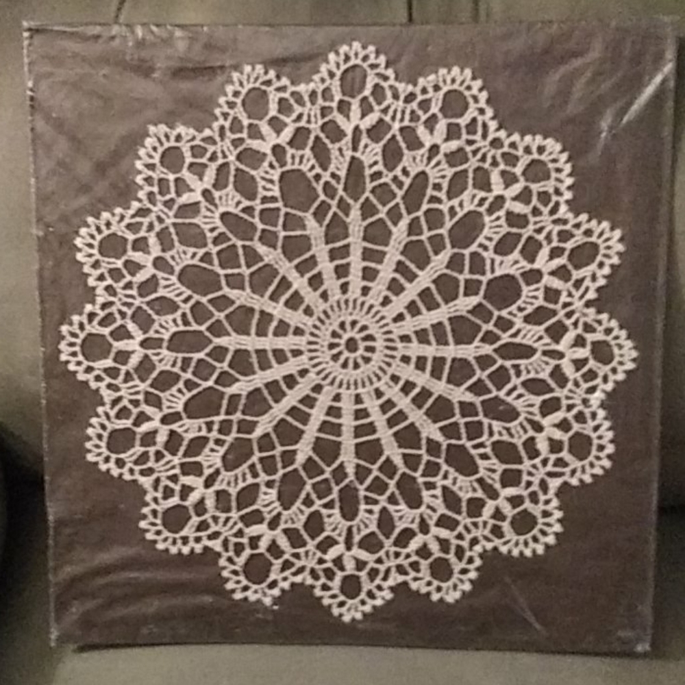 Crochet dollie Ecru pillow #4